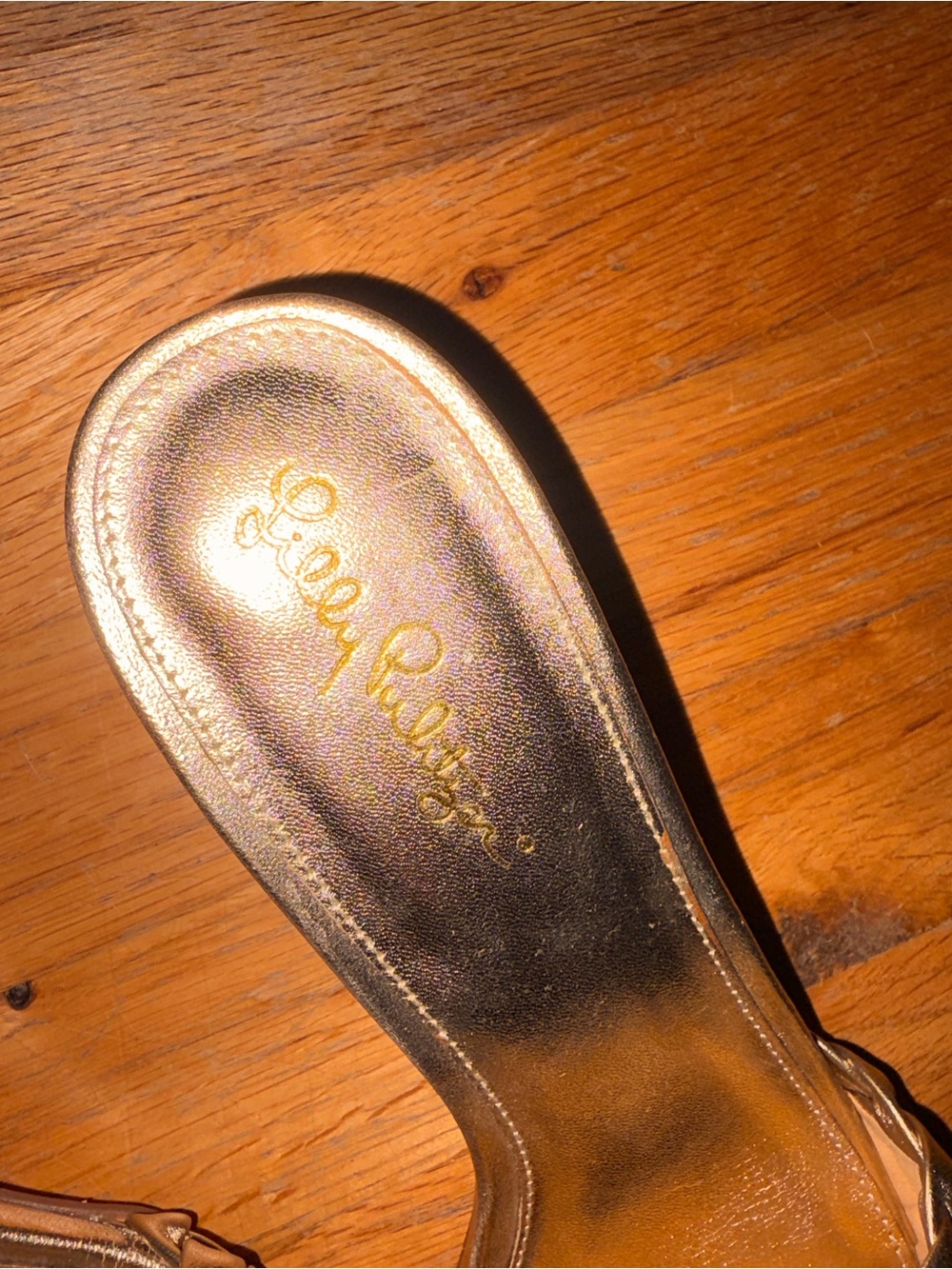 NWOT Lilly Pulitzer Metallic Woven Slide Sandals - Gold - Picture 5 of 5